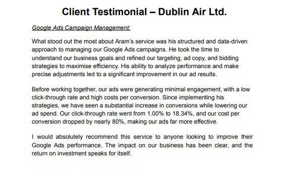 Google Ads Testimonial
